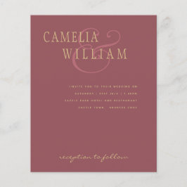 BUDGET Moderne Trouw Dusty Rose Roze Gouden Uitnod Flyer