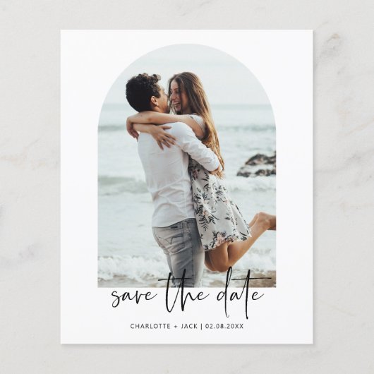 Budget moderne trouwfoto Save the Date Flyer (Voorkant)