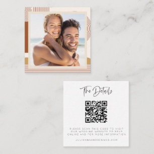 Budget moderne trouwwebsite QR-code fotokaart Vierkante Visitekaartje