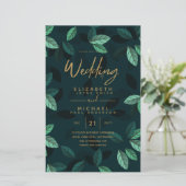 BUDGET Moderne Tuin Bladeren Trouw Uitnodiging (Staand voorkant)