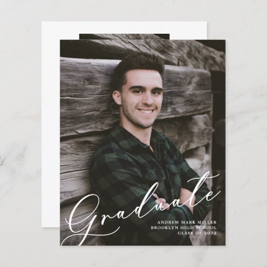 Budget Moderne Twee Aankondiging van het Afstudere (Voorkant / Achterkant)