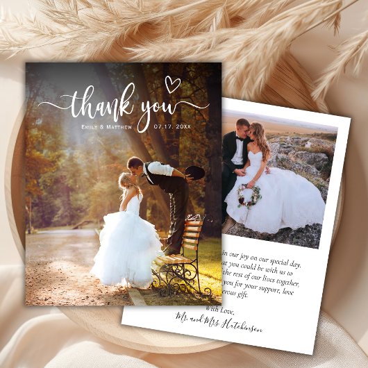 Budget Moderne Typografie 2 Foto Bruiloft Dank u