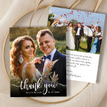 Budget Moderne Typografie 2 Foto Bruiloft Dank u<br><div class="desc">Budget Moderne Typografie 2 (twee) Foto Bruiloft Dank u Papier. Moderne stijlvolle bruiloft dank u sjabloon met een volledige verticale foto op de voorkant met overlay tekst "Thank You" in een hand geletterde kalligrafie swash tail font script lettertype in wit op het afbeelding. ***LET OP! *** BUDGETPAPIER/FLYER IS PAPIERDUN. ***...</div>