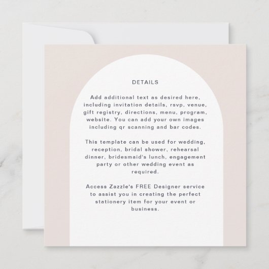 BUDGET Moderne Typografie Arch Minimalistische Tro Kaart (Achterkant)