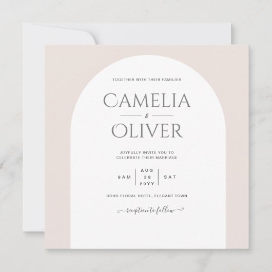 BUDGET Moderne Typografie Arch Minimalistische Tro Kaart (Voorkant)