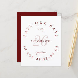 Budget Moderne Typografie Burgundy redt de datum