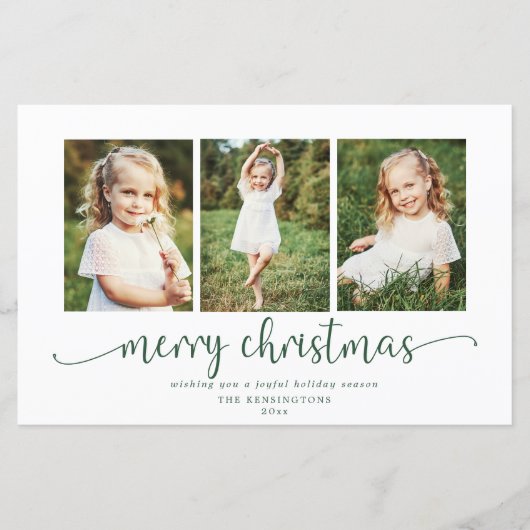 BUDGET Moderne Typografie Groene kerstfoto (Voorkant)