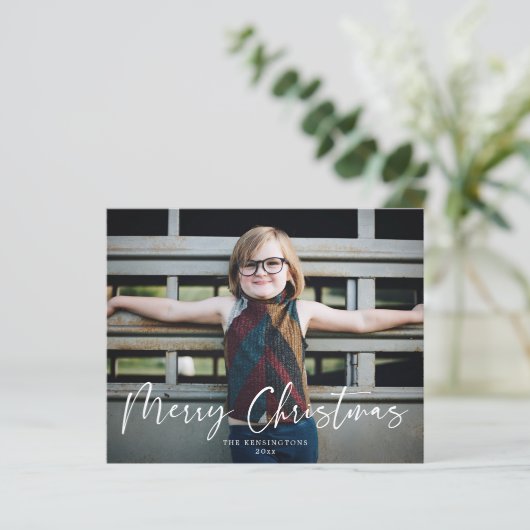 Budget Moderne Typografie Merry kerstfoto (Staand voorkant)