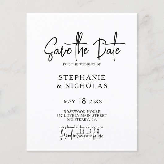 Budget Moderne Typografie QR Code Save the Date Flyer (Voorkant)
