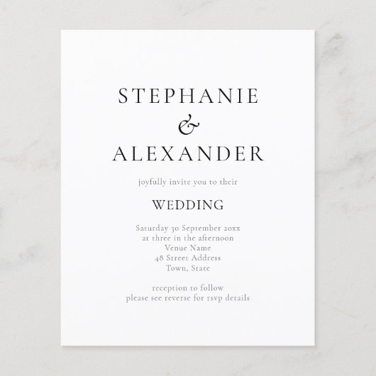 Budget Moderne Typografie QR Code Wedding Invite (Voorkant)