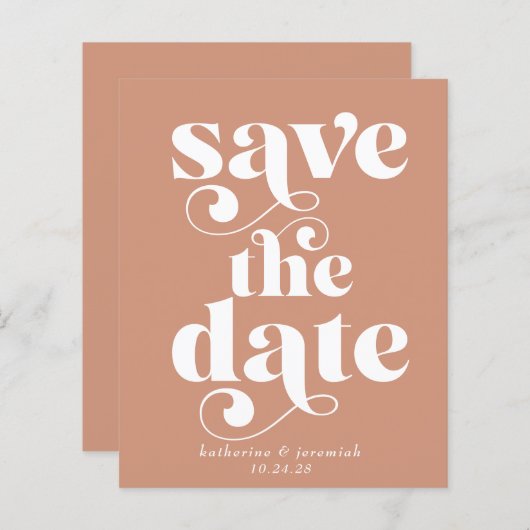 Budget Moderne Typografie Wedding Save the Date (Voorkant / Achterkant)