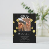 Budget Moderne uitnodiging voor Black & Gold Afstu (Staand voorkant)