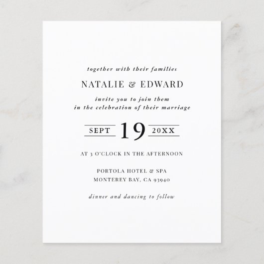 budget Moderne uitnodiging voor typografie bruilof Flyer (Achterkant)