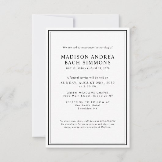 Budget Moderne Uitvaartdienst Viering van het Leve Notitiekaartje (Voorkant)