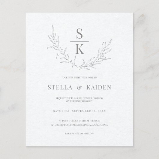 Budget Moderne Vloeiing Weduwen Uitnodiging (Voorkant)