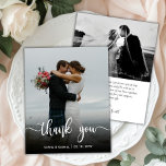 Budget Moderne Volledige Foto Weddenschap Bedankt  Flyer<br><div class="desc">Budget Modern Script Wedding one Foto Dank u gepersonaliseerde voordelige low budget flyer. De moderne Stijlvolle bruiloft dank u papieren sjabloon met een volledige verticale foto aan de voorzijde met tekstbekleding "Dank u"manuscript in een hand letterlijke typografische doopvont in witte kleur op het afbeelding. Op de steun één horizontale foto...</div>