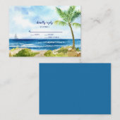 BUDGET Moderne Waterverf Beach Wedding RSVP Notitiekaartje (Voorkant / Achterkant)