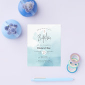 Budget Moderne Waterverf Clouds Baptism Invitation Flyer (Enkel)