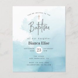 Budget Moderne Waterverf Clouds Baptism Invitation Flyer