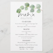 Budget Moderne Waterverf Eucalyptus Wedding Menu (Voorkant)