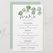 Budget Moderne Waterverf Eucalyptus Wedding Menu (Voorkant / Achterkant)