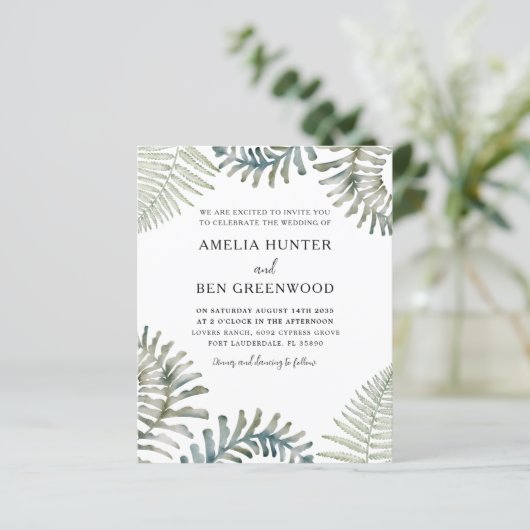 Budget Moderne Waterverf Groen Bruiloft (Staand voorkant)