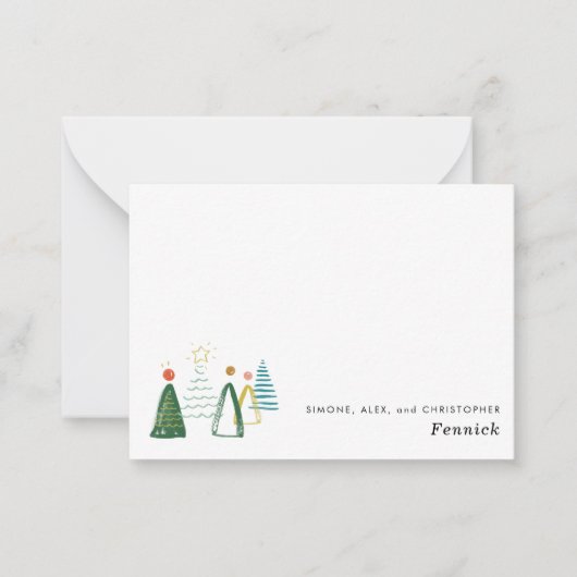 Budget Moderne Waterverf Kerstboom Vakantie Notitiekaartje (Voorkant)