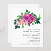 Budget Moderne Waterverf Magenta Floral Wedding (Voorkant / Achterkant)