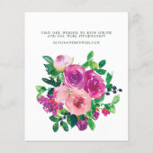 Budget Moderne Waterverf Magenta Floral Wedding (Achterkant)