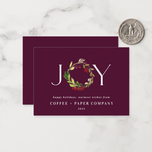 Budget Moderne waterverf zakelijke kerstkaart Notitiekaartje (Voorkant / Achterkant in situ)