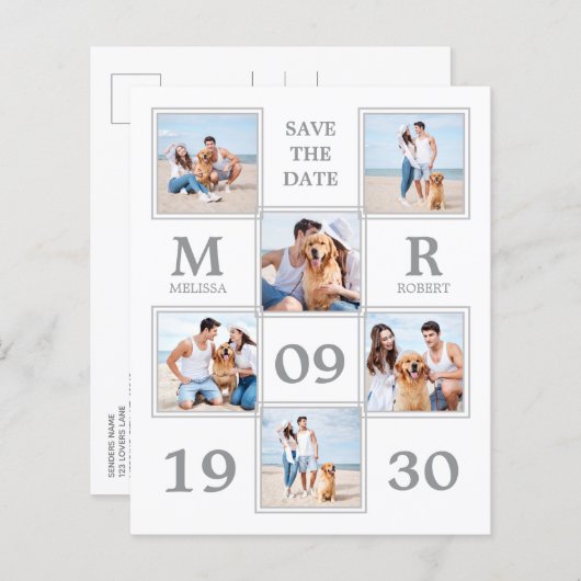 Budget Moderne Weddenfoto Collage sparen de Datum (Voorkant / Achterkant)