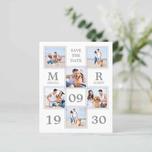 Budget Moderne Weddenfoto Collage sparen de Datum (Staand voorkant)