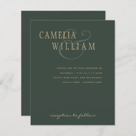 BUDGET Moderne Weddenschap Moss Green Gold uitnodi