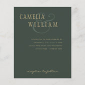BUDGET Moderne Weddenschap Moss Green Gold uitnodi Flyer (Voorkant)