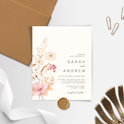 Budget Moderne Wildflower Botanische Tuin Bruiloft