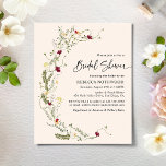 Budget Moderne Wildflower Bridal Shower Invitation<br><div class="desc">Deze elegante uitnodiging van Wildflower Meadow collecties kenmerkt de donkerachtige waterverf floralen met delicate groene wijnstokken,  die met een modern manuscriptdoopvont worden geparen. Ideaal voor elk seizoen. Om vooruitgangsveranderingen aan te brengen,  uitgezocht pas aan -> geef het gebruiken van het hulpmiddel van het Ontwerp uit.</div>