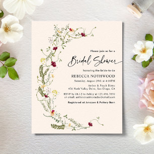 Budget Moderne Wildflower Bridal Shower Invitation