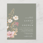Budget Moderne Wildflower Sage Green Wedding Uitno (Voorkant)