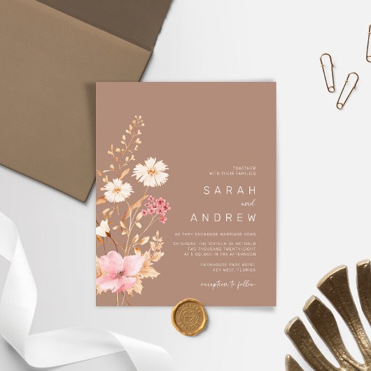 Budget Moderne Wildflower Terracota Tuin Bruiloft