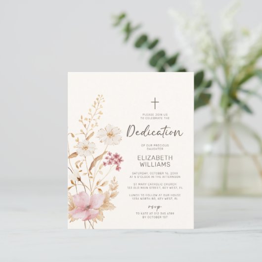 Budget Moderne Wildflower Tuin Toewijding Uitnodig (Staand voorkant)