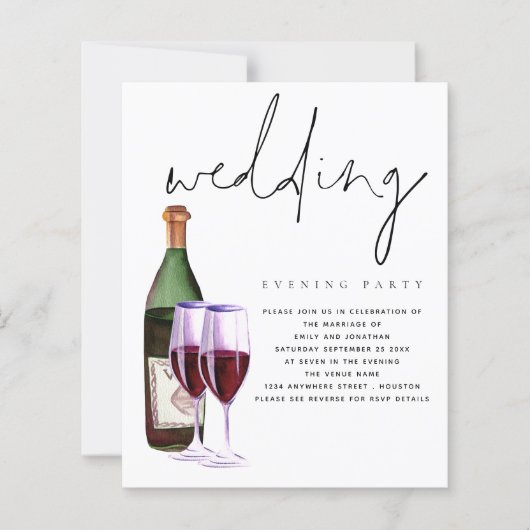 Budget Moderne Wine Wedding Evening Party (Voorkant)