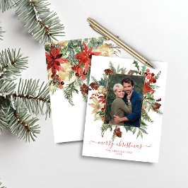 Budget Moderne Winter Floral Gold kerstfoto