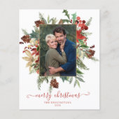 Budget Moderne Winter Floral Gold kerstfoto (Voorkant)