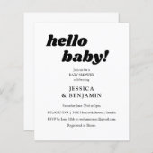 Budget Moderne Witte Hallo Kute Baby shower Uitnod (Voorkant / Achterkant)