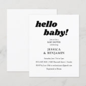Budget moderne witte hello cute baby shower uitnod (Voorkant / Achterkant)