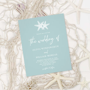 Budget Moderne Zee Glass Starfish Beach Wedding Flyer