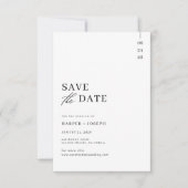 Budget Moderne Zwart en Wit Script Trouwdag Save The Date (Voorkant)