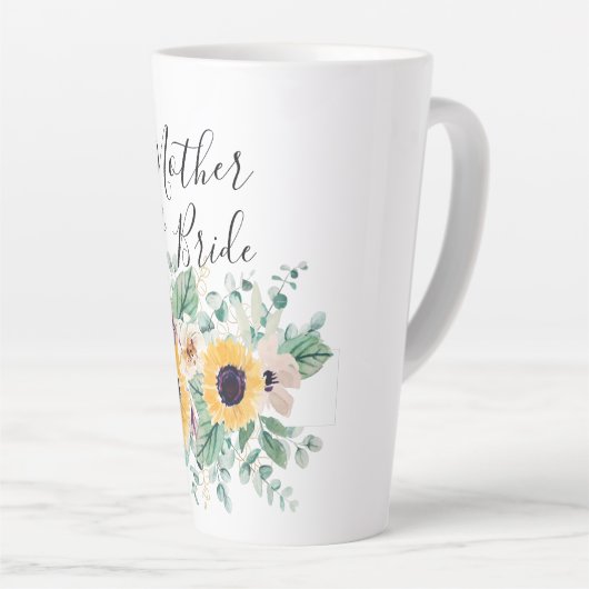 BUDGET Moeder Bride Groom Custom Gifts SUNFLOWERS Latte Mok (Rechterhoek)