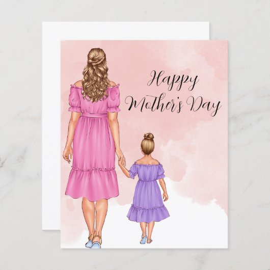 Budget Moeder en Dochter Moederdag Kaart (Voorkant / Achterkant)