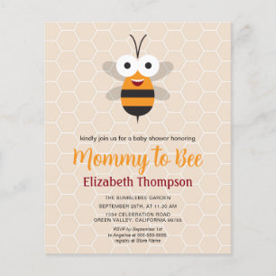 Budget Moeder om Honey Bee Baby shower Invitation